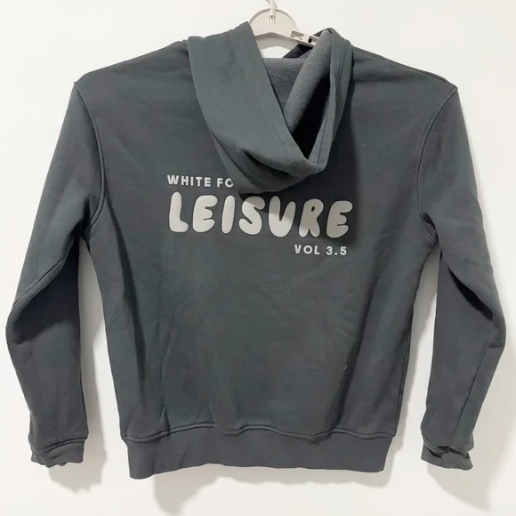 White Fox Boutique Leisure Hoodie Womens Sz L/XL Dark Gray Oversized Sweatshirt - Picture 4 of 8